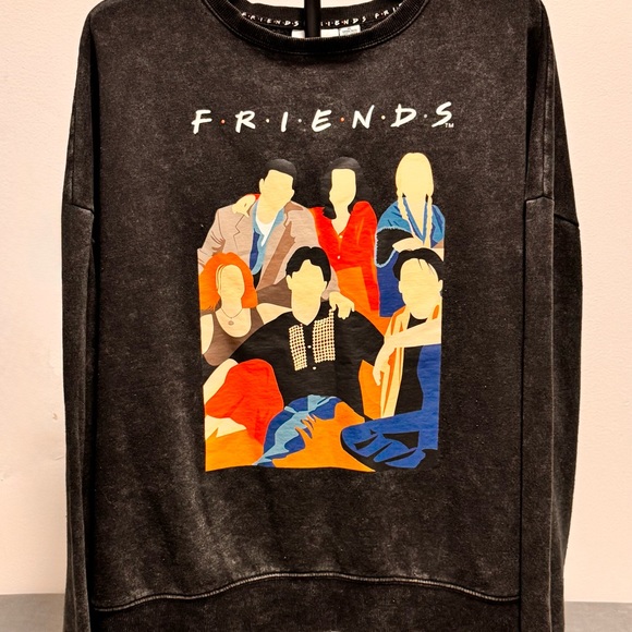 FRIENDS Sweaters - Friends TV Show Graphic Sweatshirt Black Oversized XL